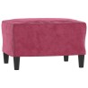 Canapé à 3 places et repose-pieds Rouge bordeaux 180 cm Velours 