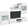 Meubles TV 5 pcs avec lumière LED blanc mat bois d'ingénierie 