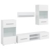 Meubles TV 5 pcs avec lumière LED blanc mat bois d'ingénierie 