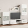Meubles TV 5 pcs avec lumière LED blanc mat bois d'ingénierie 