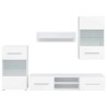 Meubles TV 5 pcs avec lumière LED blanc mat bois d'ingénierie 