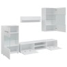 Meubles TV 5 pcs avec lumière LED blanc mat bois d'ingénierie 