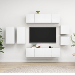Ensemble de meubles TV 8 pcs Blanc Bois d'ingénierie 