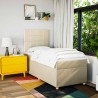 Sommier à lattes de lit avec matelas Crème 90x200 cm Tissu 