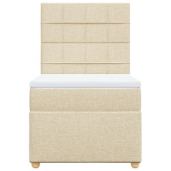 Sommier à lattes de lit avec matelas Crème 90x200 cm Tissu 