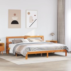 Cadre de lit sans matelas cire marron 180x200cm bois pin massif 