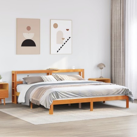 Cadre de lit sans matelas cire marron 180x200cm bois pin massif 