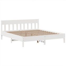 Cadre de lit sans matelas blanc 200x200 cm bois massif de pin 