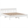 Cadre de lit sans matelas blanc 200x200 cm bois massif de pin 