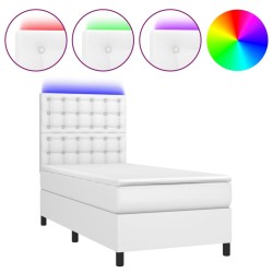 Sommier à lattes de lit avec matelas et LED Blanc 90x200 cm 