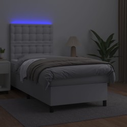 Sommier à lattes de lit avec matelas et LED Blanc 90x200 cm 