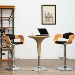 Chaises de bar lot de 2 noir bois courbé et similicuir 