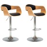Chaises de bar lot de 2 noir bois courbé et similicuir 