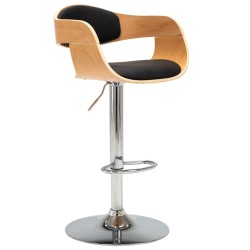Chaises de bar lot de 2 noir bois courbé et similicuir 