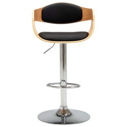 Chaises de bar lot de 2 noir bois courbé et similicuir 