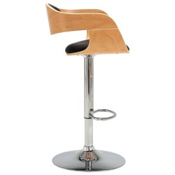 Chaises de bar lot de 2 noir bois courbé et similicuir 