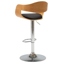 Chaises de bar lot de 2 noir bois courbé et similicuir 