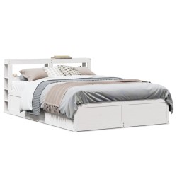 Cadre de lit avec tête de lit blanc 160x200 cm bois pin massif 