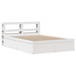 Cadre de lit avec tête de lit blanc 160x200 cm bois pin massif 