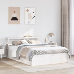 Cadre de lit avec tête de lit blanc 160x200 cm bois pin massif 