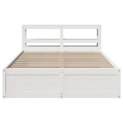 Cadre de lit avec tête de lit blanc 160x200 cm bois pin massif 