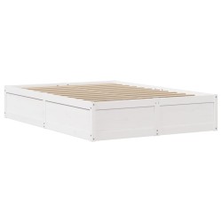 Cadre de lit avec tête de lit blanc 160x200 cm bois pin massif 