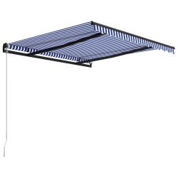 Auvent manuel rétractable 300x250 cm Bleu et blanc 