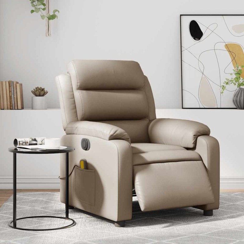 Fauteuil de massage inclinable électrique cappuccino similicuir 