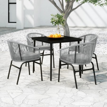 Ensemble à manger de jardin 5 pcs Gris 