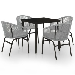 Ensemble à manger de jardin 5 pcs Gris 