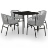 Ensemble à manger de jardin 5 pcs Gris 