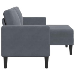 Canapé 2 places avec méridienne en L gris foncé 125 cm velours 