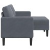 Canapé 2 places avec méridienne en L gris foncé 125 cm velours 