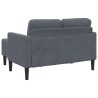 Canapé 2 places avec méridienne en L gris foncé 125 cm velours 