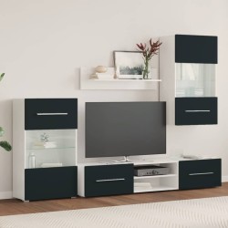 Meubles TV 5 pcs avec lumière LED indigo mat bois d'ingénierie 