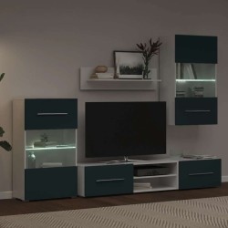 Meubles TV 5 pcs avec lumière LED indigo mat bois d'ingénierie 