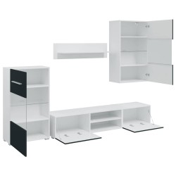Meubles TV 5 pcs avec lumière LED indigo mat bois d'ingénierie 