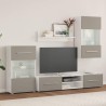 Meubles TV avec lumière LED 5 pcs gris pierre bois d'ingénierie 