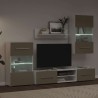 Meubles TV avec lumière LED 5 pcs gris pierre bois d'ingénierie 