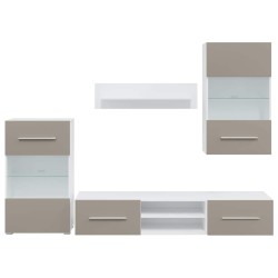Meubles TV avec lumière LED 5 pcs gris pierre bois d'ingénierie 