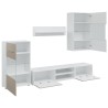 Meubles TV avec lumière LED 5 pcs gris pierre bois d'ingénierie 