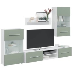 Meubles TV avec lumière LED 5 pcs vert olive bois d'ingénierie 