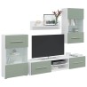 Meubles TV avec lumière LED 5 pcs vert olive bois d'ingénierie 