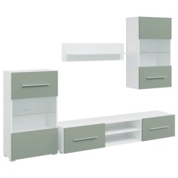 Meubles TV avec lumière LED 5 pcs vert olive bois d'ingénierie 
