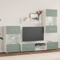Meubles TV avec lumière LED 5 pcs vert olive bois d'ingénierie 