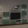 Meubles TV avec lumière LED 5 pcs vert olive bois d'ingénierie 