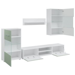 Meubles TV avec lumière LED 5 pcs vert olive bois d'ingénierie 