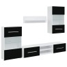 Meubles TV avec lumière LED 5 pcs noir mat bois d'ingénierie 
