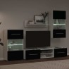 Meubles TV avec lumière LED 5 pcs noir mat bois d'ingénierie 