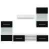 Meubles TV avec lumière LED 5 pcs noir mat bois d'ingénierie 